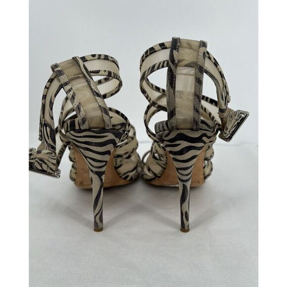 Randall Loeffler Paige Suede Cross Strap Animal Print Heels Size 9.5 - Picture 9 of 14